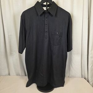 Classics by Palmland Mens Black Pinstripe Polo Shirt • Large